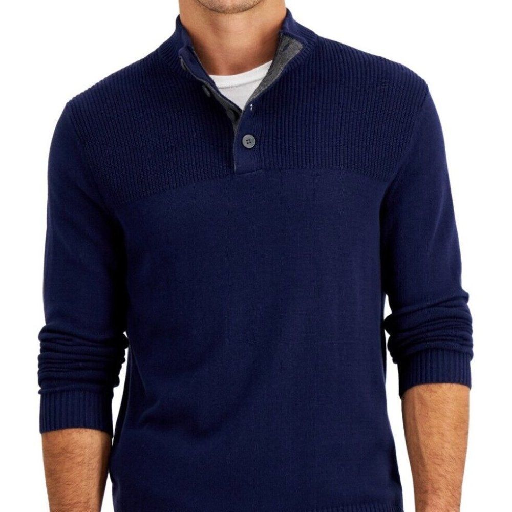 Club Room Men's Ribbed Four-Button Sweater